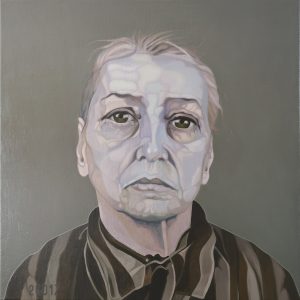 4.Wanda Zacharewicz 80x80cm. olej, płótno 2023 Ofiary Wojny. Zrealizowano w ramach stypendium Ministra Kultury i Dziedzictwa Narodowego