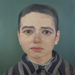 Krysia Trześniewska 80x80cm. olej, płótno. 2023 Ofiary Wojny. Zrealizowano w ramach stypendium Ministra Kultury i Dziedzictwa Na