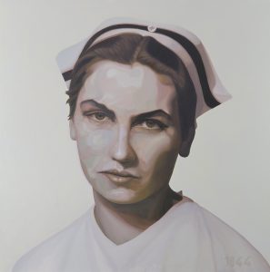 Wanda Gromulska 80x80cm 2023 Ofiary Wojny. Zrealizowano w ramach stypendium Ministra Kultury i Dziedzictwa Narodowego